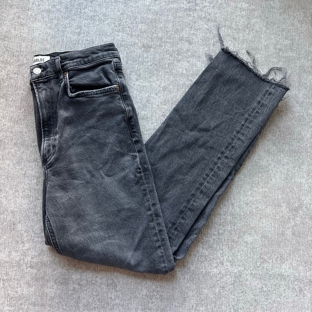 Agolde Black High Rise Stovepipe Jeans